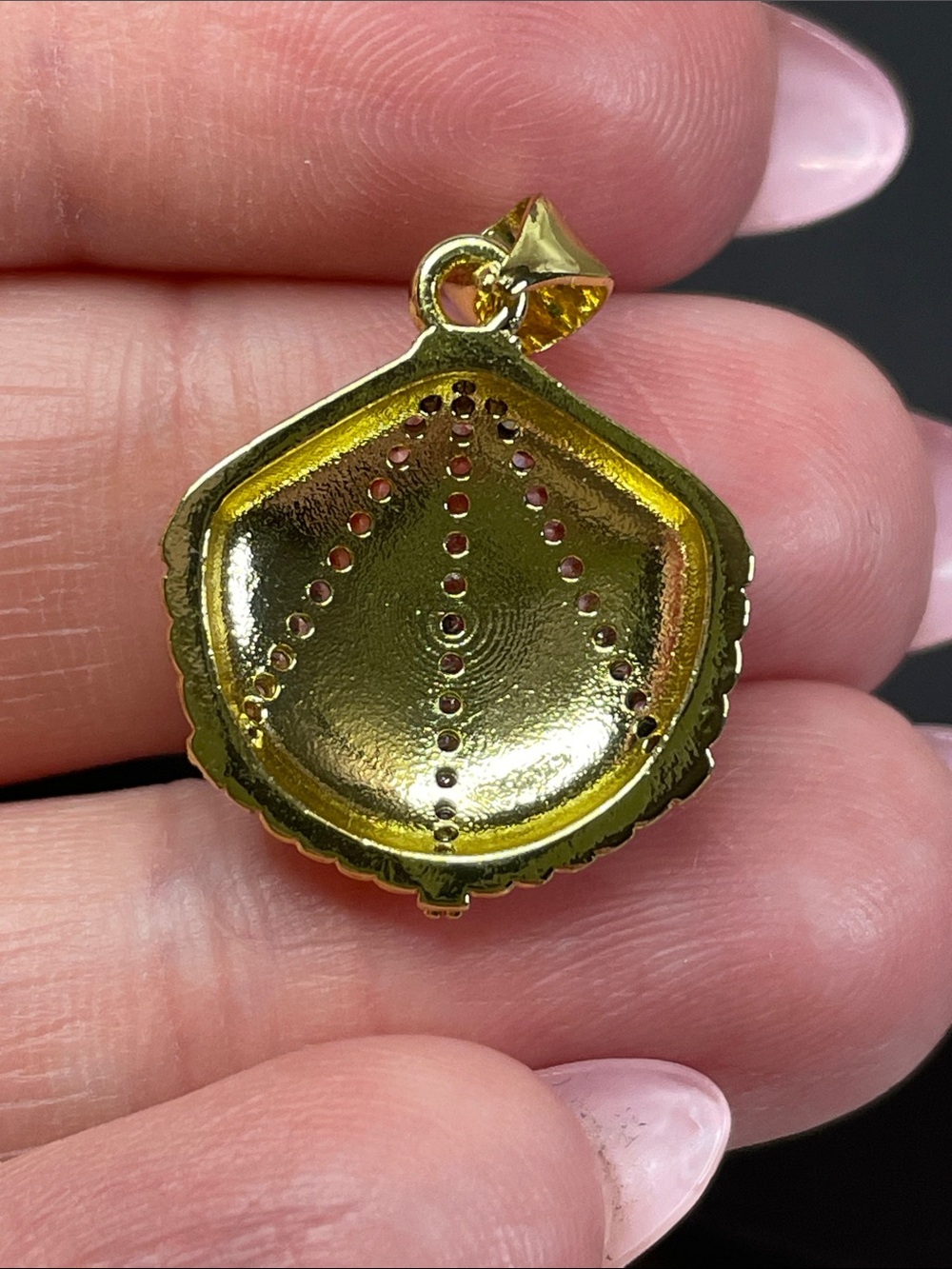 Freida Rothman Gold & Pave Shell Necklace Pendant - Picture 6 of 6